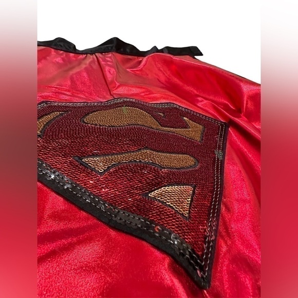 Superman Red Shimmery Shiny Cape with Superhero Logo on Back - Picture 2 of 10